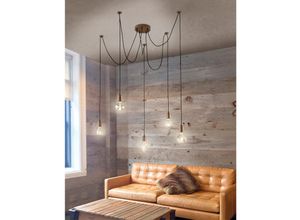 4260647059618 - Leuchten - Minimal led Spinnenlampe mit Baldachin in Kupfer antik und fünf E27 Fassungen