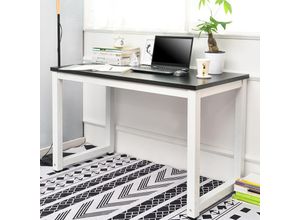 4260647132014 - Schreibtisch pc Tisch Computertisch 120 x 60 x 75cm Bürotisch Arbeitstisch Officetisch PC-Tisch Esstisch für Zuhause Büro Schlafzimmer Schwarz-Weiß