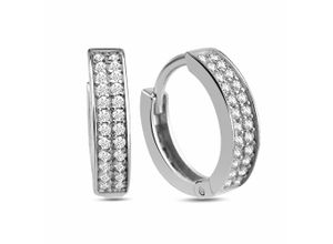 4260647221879 - Paar Creolen DKENIZ 925 - Sterling Silber Pave Ohrringe Gr ONE-SIZE Silber 925 (Sterlingsilber) silberfarben (silber weiß) Damen Klappcreolen Ohrschmuck