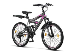 4260647780833 - Licorne Bike Strong V Premium Mountainbike in 24 und 26 Zoll - Fahrrad für Jungen Mädchen Damen und Herren - Shimano 21 Gang-Schaltung - Vollfederung