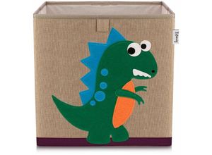 4260648330990 - Aufbewahrungsbox mit Dinosaurier Motiv i Spielzeugbox mit Tiermotiv passend für Würfelregale i Ordnungsbox für das Kinderzimmer i Aufbewahrungskorb