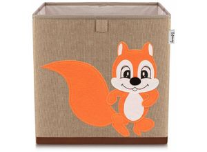 4260648331003 - Aufbewahrungsbox mit Eichhörnchen Motiv i Spielzeugbox mit Tiermotiv passend für Würfelregale i Ordnungsbox für das Kinderzimmer i Aufbewahrungskorb