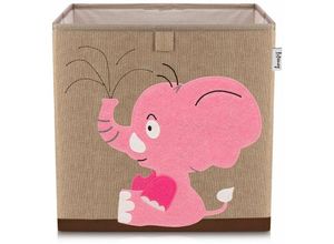 4260648331027 - Aufbewahrungsbox mit Elefant Motiv i Spielzeugbox mit Tiermotiv passend für Würfelregale i Ordnungsbox für das Kinderzimmer i Aufbewahrungskorb