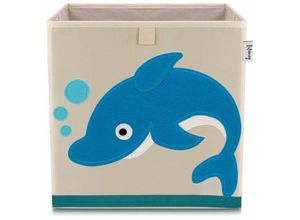 4260648331058 - Aufbewahrungsbox mit Delfin Motiv i Spielzeugbox mit Tiermotiv passend für Würfelregale i Ordnungsbox für das Kinderzimmer i Aufbewahrungskorb