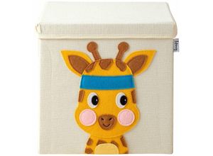 4260648331133 - Lifeney Aufbewahrungsbox mit Deckel und Giraffe I Spielzeugbox mit Tiermotiv passend für Würfelregale I Ordnungsbox für das Kinderzimmer I