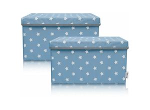 4260648331324 - 2-Set Aufbewahrungsbox Kinder (37x25x21cm) i Aufbewahrungskorb für Kinderzimmer und Wohnbereich i Kinder Aufbewahrungskiste (Türkis Stern)-833132