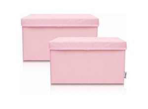 4260648331362 - Lifeney - 2-Set Aufbewahrungsbox Kinder (37x25x21cm) i Aufbewahrungskorb für Kinderzimmer und Wohnbereich i Kinder Aufbewahrungskiste (Rosa)-833136