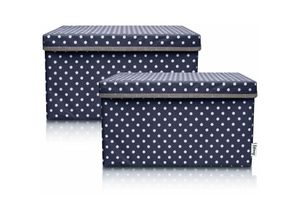 4260648331379 - 2-Set Aufbewahrungsbox Kinder (37x25x21cm) i Aufbewahrungskorb für Kinderzimmer und Wohnbereich i Kinder Aufbewahrungskiste (Anthrazit Punkte)-833137