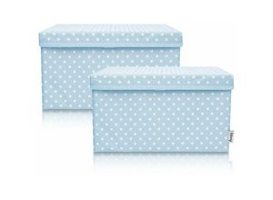 4260648331393 - 2-Set Aufbewahrungsbox Kinder (37x25x21cm) i Aufbewahrungskorb für Kinderzimmer und Wohnbereich i Kinder Aufbewahrungskiste (Hellblau Punkte)-833139