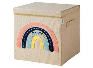 4260648335032 - Aufbewahrungsbox mit Deckel und Regenbogen i Spielzeugbox mit Motiv passend für Würfelregale i Ordnungsbox für das Kinderzimmer i Aufbewahrungskorb