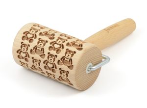 4260649331583 - Teigroller FOLKROLL 3D-Motiv-Teigrolle Gr Länge 95 cm braun Teigroller Teddybären