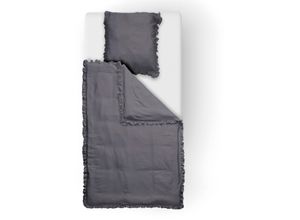 4260650234125 - Bettwäsche DONE Amelie Gr B L 135 cm x 200 cm (1 St) B L 80 cm x 80 cm (1 St) Mako-Satin grau (anthracite) Bettwäsche 135x200 cm beidseitig bedruckte mit Keder