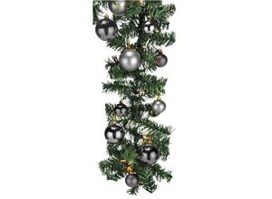 4260656775844 - - Tannengirlande 810 cm mit 100 led + 60 Kugeln silber-MLK067W-TA+2xMYW99830-silber