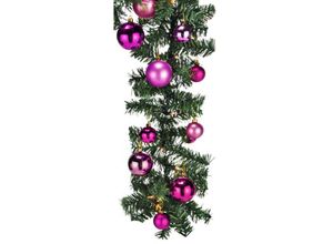 4260656775875 - Tannengirlande 810 cm mit 100 led + 60 Kugeln fuchsia-MLK067W-TA+2xMYW99830-fuchsia