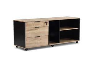 4260656983270 - B&d Home - Rollcontainer mika Aktenschrank mit Schubladen und Regalen abschließbar Schreibtischcontainer Regalböden Industrial Design