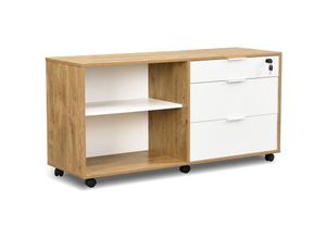 4260656983294 - B&d Home - Rollcontainer mika Aktenschrank mit Schubladen und Regalen abschließbar Schreibtischcontainer Landhaus skandinavisch Design