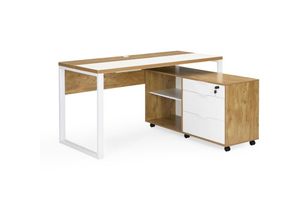 4260656983355 - B&d Home - Schreibtisch Set Svea Set mit Bürotisch Rollcantainer für Büro Arbeitszimmer Jugendzimmer modern Industrial Design 140x77x130 cm