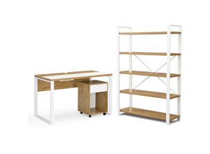 4260656983409 - B&d Home - Büromöbel Komplettset 3-teiliges Set mit Schreibtisch Rollcontainer Regal für Jugendzimmer Arbeitszimmer Büro modern Industrial Design