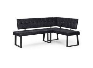 4260656984208 - B&d Home - Eckbank Esszimmer Eckbankgruppe Küche gepolsterte Esszimmerbank Polsterbank Wildleder Optik Anthrazit Schenkel links 184 x 136 x 85