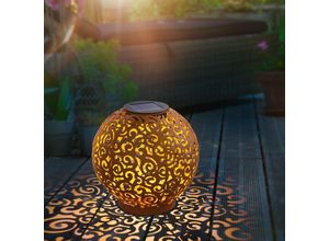 4260657630296 - Metall Solarkugel Samira 20cm Rost Garten Deko led Solarleuchte 102376