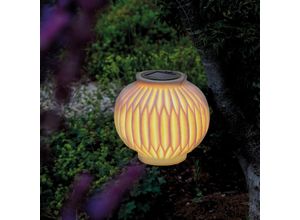 4260657630333 - - Solar Dekorationsleuchte Ibiza in Sandstein Optik - (d x h) 16 x 15 cm - Lichtfarbe warmweiß 2700K - als Hänge- oder Dekoleuchte - Garten