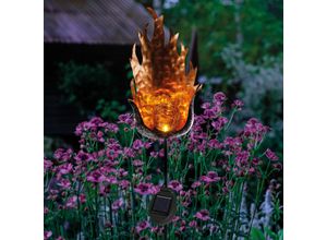 4260657631361 - - Solar Gartenstecker Flamme warmweiße led Gartendeko Solarleuchte 102381