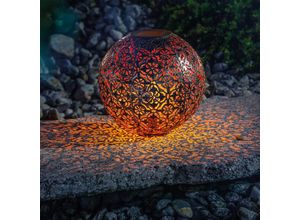 4260657631859 - - Metall Solarkugel Basima 18cm Garten Deko led Solarleuchte 102842