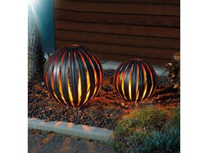 4260657632542 - - Metall Solarkugel Elani 2er-Set 29 & 37 cm Garten Deko led Solarleuchte