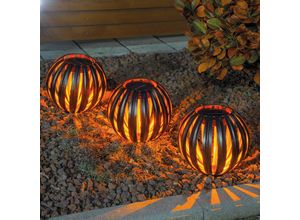 4260657632818 - - Metall Solarkugel Elani 3er-Set 18 cm Garten Deko led Solarleuchte