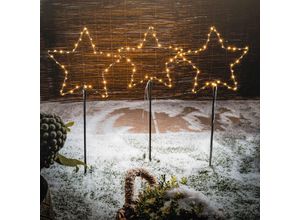 4260657634621 - Solar-Weihnachts-Gartendeko Sternenzauber mit 3 Sternen und 120 LED - extrem lange Leuchtzeit im Winter - warmweißes LED Licht - esotec 102571