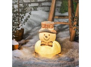 4260657635659 - Solarleuchte Schneemann für außen Gartenfigur Fred mit Hut Solarlampe stehend Balkondeko Terrassendeko led Gartenbeleuchtung Gartenfigur