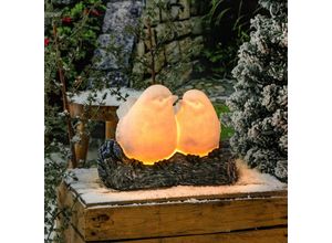 4260657635703 - Solarleuchte Vogelpärchen für außen Vögel auf Baumstamm Solarlampe stehend Balkondeko Terrassendeko led Gartenbeleuchtung Gartenfigur wetterfest