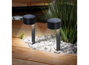 4260657636472 - esotec Solarleuchten für außen Josie 24 2er Set Aluminium-Gehäuse LiFePO4 Akku LED Standleuchte Außenleuchte Gartenbeleuchtung Gartenstecker Kit