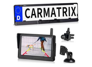 4260657861720 - CARMATRIX HD Solar Funk Rückfahrkamera mit 5 Monitor Nummernschildkamera mit Solarpanel für vorne oder hinten