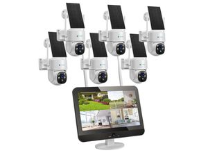 4260657862017 - LUVISION Dual WLAN PTZ Überwachungssystem mit LED Monitor 4MP Solar PTZ Überwachungskamera Mikrofon Sirene Smarte Nachtsicht 6 Kameras