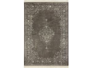 4260659064136 - Teppich Orient Vintage Medaillon Teppiche Gr B L 135 cm x 195 cm 5 mm 1 St braun (dunkelbraun taupe) Fransenteppich Orientalische Muster Orientalisch mit Fransen Orient Wohnzimmer Schlafzimmer Esszimmer