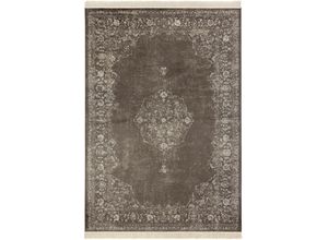 4260659064143 - Teppich Orient Vintage Medaillon Teppiche Gr B L 160 cm x 230 cm 5 mm 1 St braun (dunkelbraun taupe) Fransenteppich Orientalische Muster Orientalisch mit Fransen Orient Wohnzimmer Schlafzimmer Esszimmer