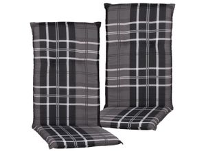 4260661939149 - NYVI Gartenstuhl-Auflage Barcelona – Hochlehnerauflage für Gartenstühle Anzahl2er Set DessinAnthrazit   Weiß   Grau Karo