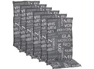 4260661939347 - NYVI Gartenstuhl-Auflage Barcelona – Hochlehnerauflage für Gartenstühle Anzahl6er Set DessinStädtenamen