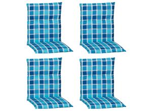 4260661939606 - NYVI Gartenstuhl-Auflage Barcelona – Niedriglehnerauflage für Gartenstühle Anzahl4er Set DessinAqua   Blau Karo
