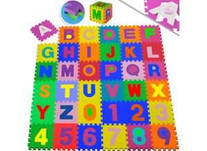 4260663280027 - KIDIZ® 86 teilige Puzzlematte Kinderspielteppich Spielmatte Spielteppich Schaumstoffmatte Kinderteppich Puzzle Zahlen und Buchstaben Schutzmatte