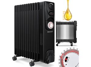 4260663280089 - KESSER® Ölradiator - Elektrische Heizung 2500W Öl Radiator Elektroheizung Mobil Timer Lüfter Abschaltautomatik stufenlose Temperaturregelung Überhitzungsschutz