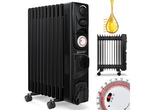 4260663280096 - KESSER® Ölradiator - Elektrische Heizung 2500W Öl Radiator Elektroheizung Mobil Timer Lüfter Abschaltautomatik stufenlose Temperaturregelung Überhitzungsschutz