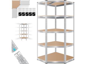 4260663280867 - MASKO® Eckregal Lagerregal Schwerlastregal Kellerregal 180x75x40cm  bis 875 kg 5 verstellbare Ablagen MDF-Platten Regal aus Metall Steckregal Werkstattregal Keller Garage