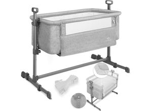 4260663285947 - KESSER® Zustellbett Hubi 3in1 Baby Beistellbett Reisebett Babybett mit weich Matratze mit Rollen Kinderbett 5-fach Höhenverstellung Faltbare Seitenwand für zu Hause und unterwegs