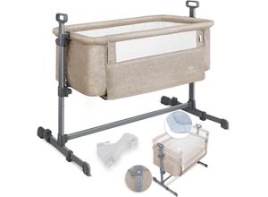 4260663285961 - KESSER® Zustellbett Hubi 3in1 Baby Beistellbett Reisebett Babybett mit weich Matratze mit Rollen Kinderbett 5-fach Höhenverstellung Faltbare Seitenwand für zu Hause und unterwegs