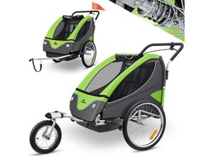 4260663286708 - KESSER® Kinderanhänger Fahrradanhänger 360° Drehbar mit Federung 2in1 Joggerfunktion Kinderfahrradanhänger + 5-Punkt Sicherheitsgurt  Jogger Fahrrad Anhänger für 1 bis 2 Kinder max 40kg