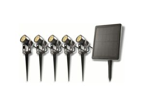 4260663510438 - Led Solar-Gartenleuchten-Set Simon 5x 1 w 70 lm 3000 k IP65 schwarz - Bold Lighting