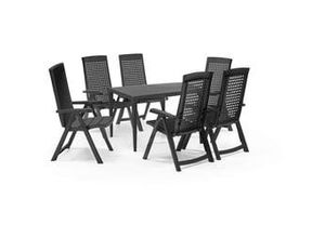 4260664387152 - Shaf Gartenlounge-Set Shaf Diningset Milano 7-tlg anthrazit ohne Polster klap