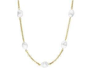 4260664862543 - Perlenkette Schmuck Geschenk Malahi 2024 Halsketten Gr Edelstahl-Perlen Länge 45 cm weiß (gelbgoldfarben weiß) Damen Perlenketten mit Süßwasserzuchtperle